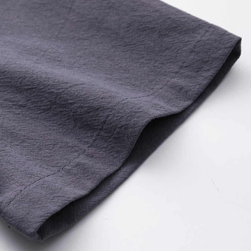 2Pcs Chinese Characters Crane Cotton Shirt Pants With Pockets Men's Meditation Cloth Set - Image 27