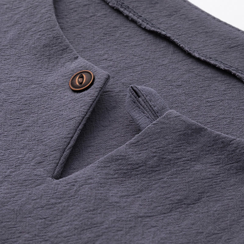 2Pcs Chinese Characters Crane Cotton Shirt Pants With Pockets Men's Meditation Cloth Set - Image 22