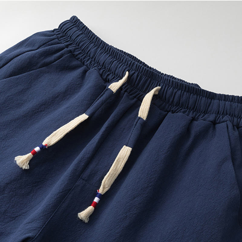 2Pcs Chinese Characters Crane Cotton Shirt Pants With Pockets Men's Meditation Cloth Set - Image 9