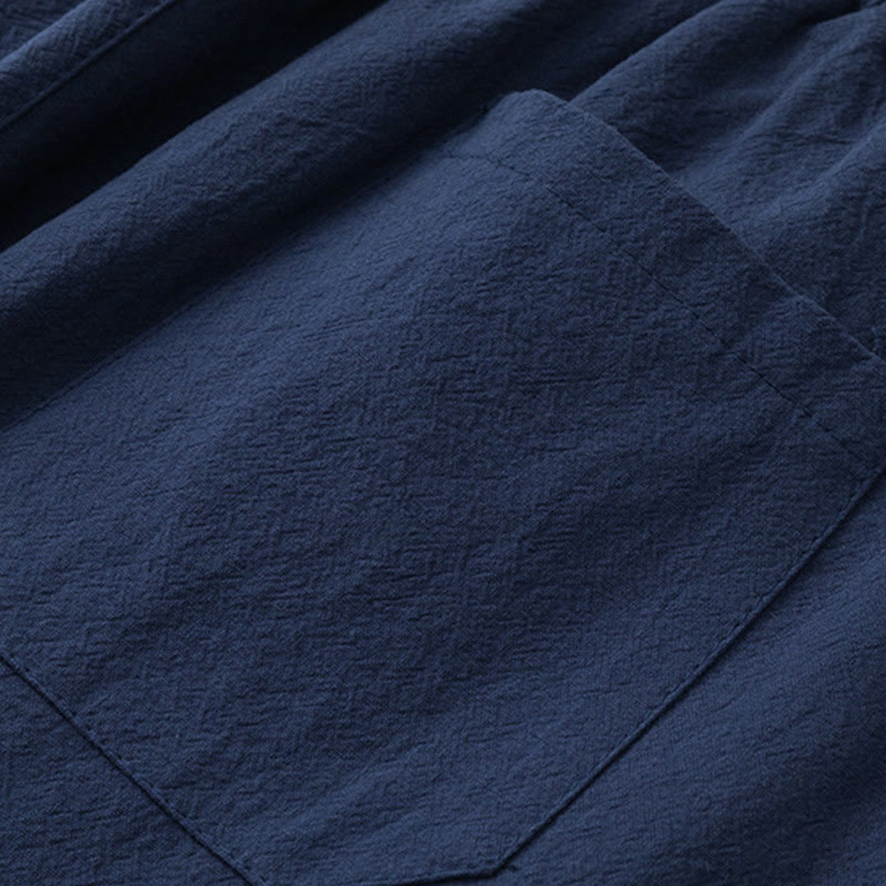 2Pcs Chinese Characters Crane Cotton Shirt Pants With Pockets Men's Meditation Cloth Set - Image 14