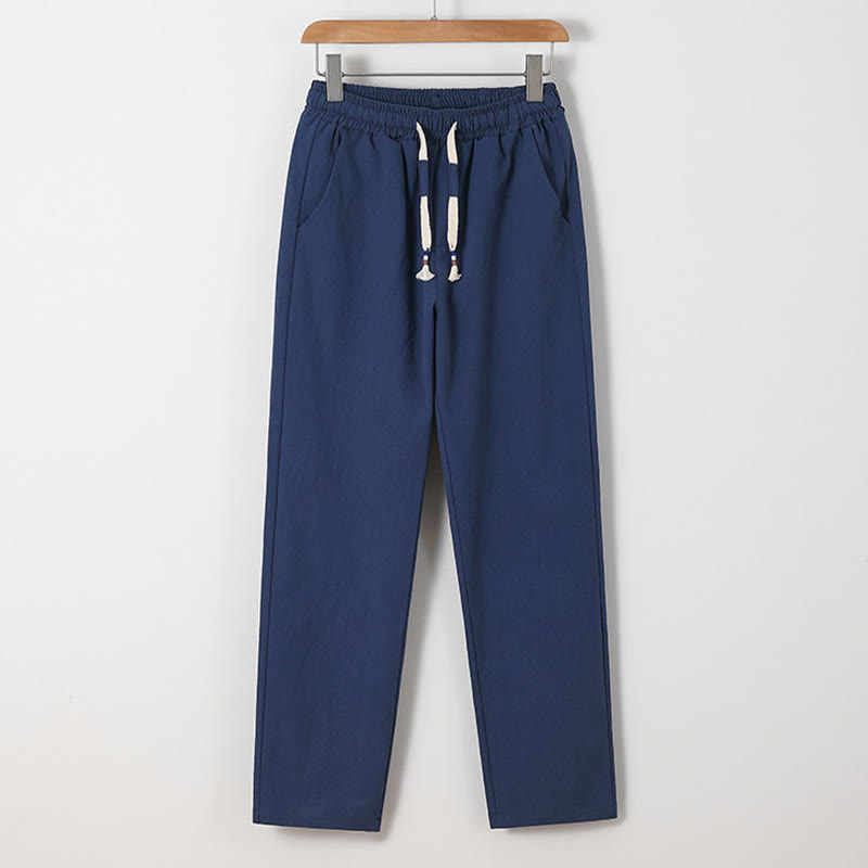 2Pcs Chinese Characters Crane Cotton Shirt Pants With Pockets Men's Meditation Cloth Set - Image 7