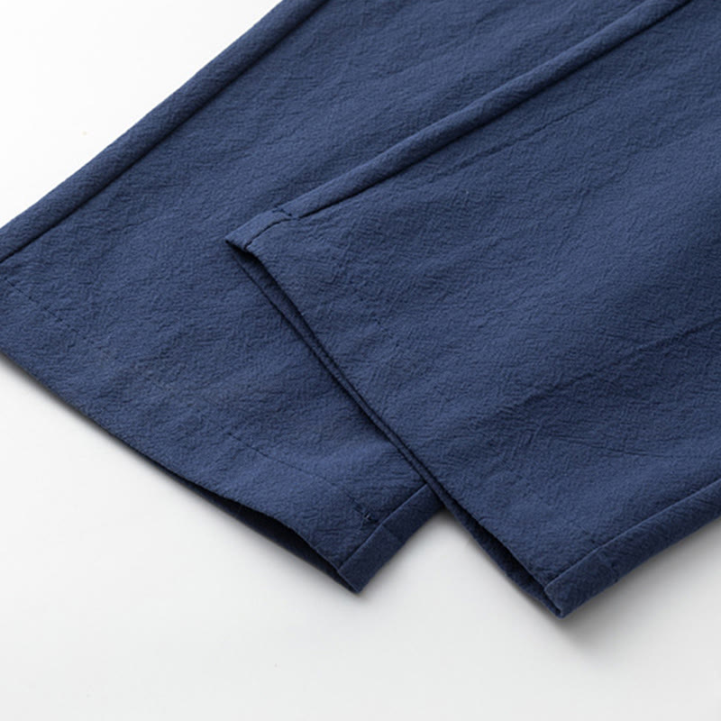 2Pcs Chinese Characters Crane Cotton Shirt Pants With Pockets Men's Meditation Cloth Set - Image 15