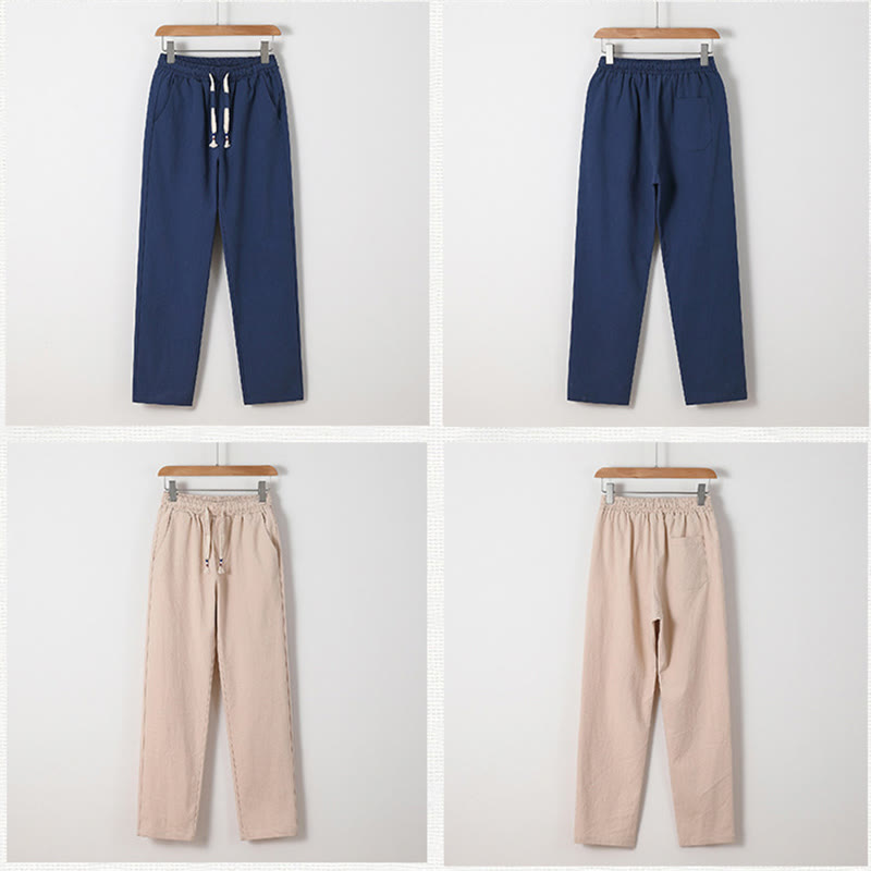 2Pcs Chinese Characters Crane Cotton Shirt Pants With Pockets Men's Meditation Cloth Set - Image 5