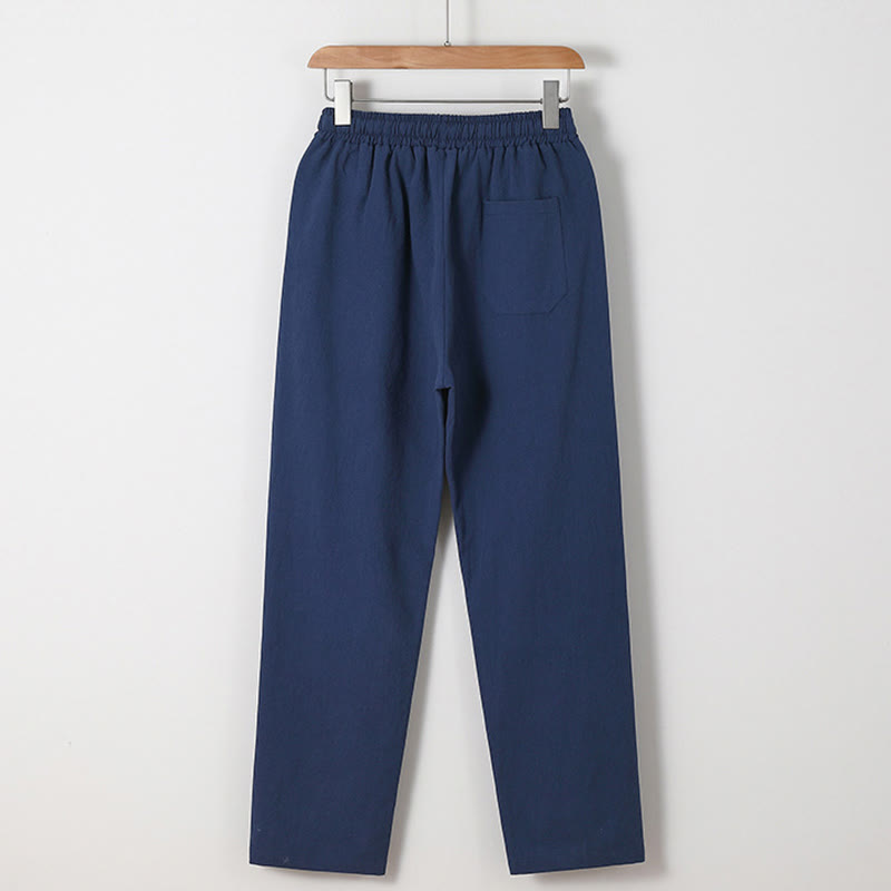 2Pcs Chinese Characters Crane Cotton Shirt Pants With Pockets Men's Meditation Cloth Set - Image 8