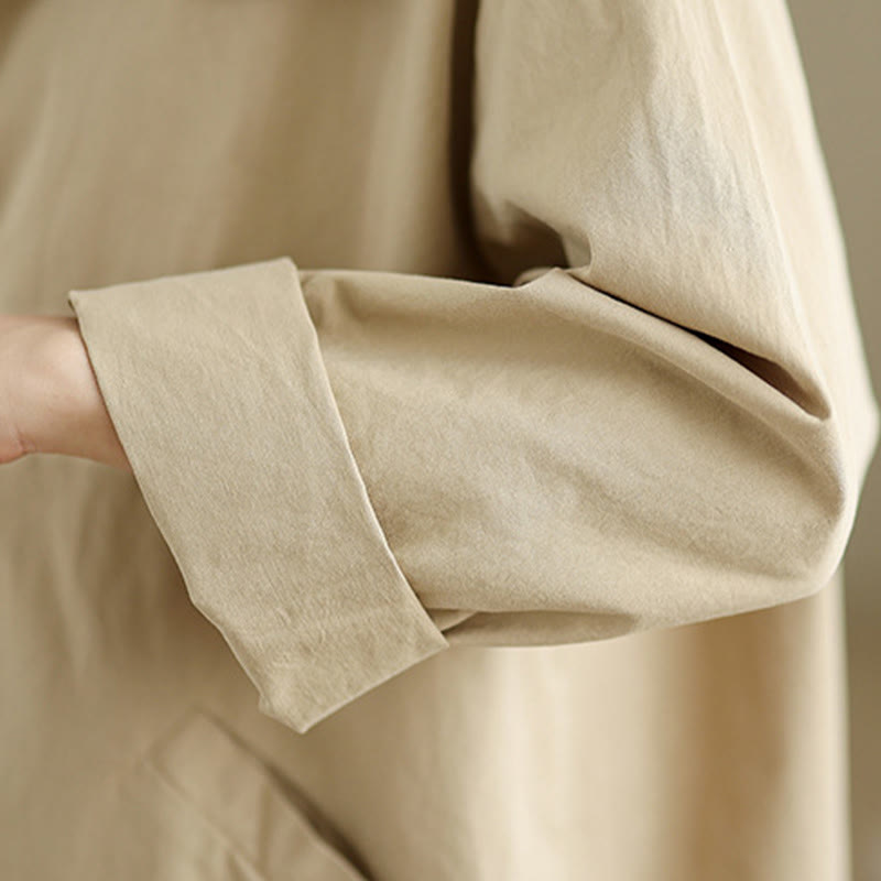Spring Plain Buttons Design Long Sleeve Women's Cotton Linen Jacket With Pockets - Image 7