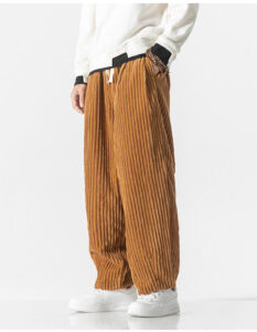 Retro Winter Solid Color Men's Drawstring Corduroy Harem Pants With Pockets - Image 11