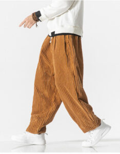 Retro Winter Solid Color Men's Drawstring Corduroy Harem Pants With Pockets - Image 13