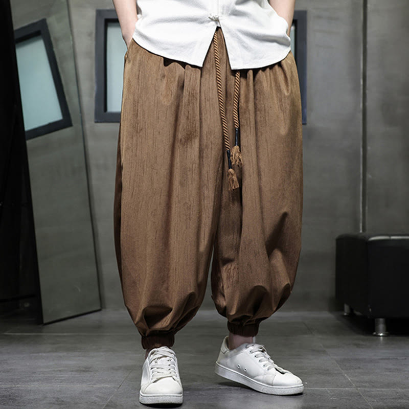Casual Daily Pure Color Drawstring Design Men's Harem Pants With Pockets - Image 16