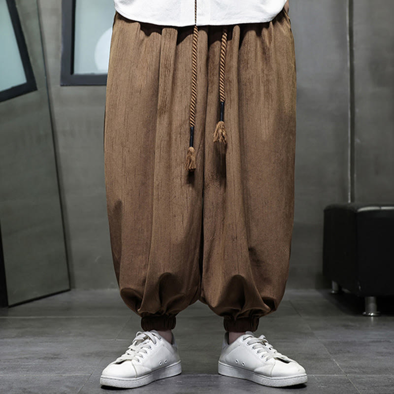 Casual Daily Pure Color Drawstring Design Men's Harem Pants With Pockets - Image 12