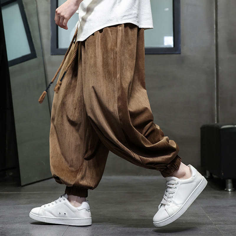 Casual Daily Pure Color Drawstring Design Men's Harem Pants With Pockets - Image 18