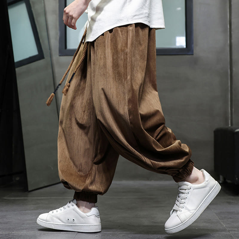 Casual Daily Pure Color Drawstring Design Men's Harem Pants With Pockets - Image 14