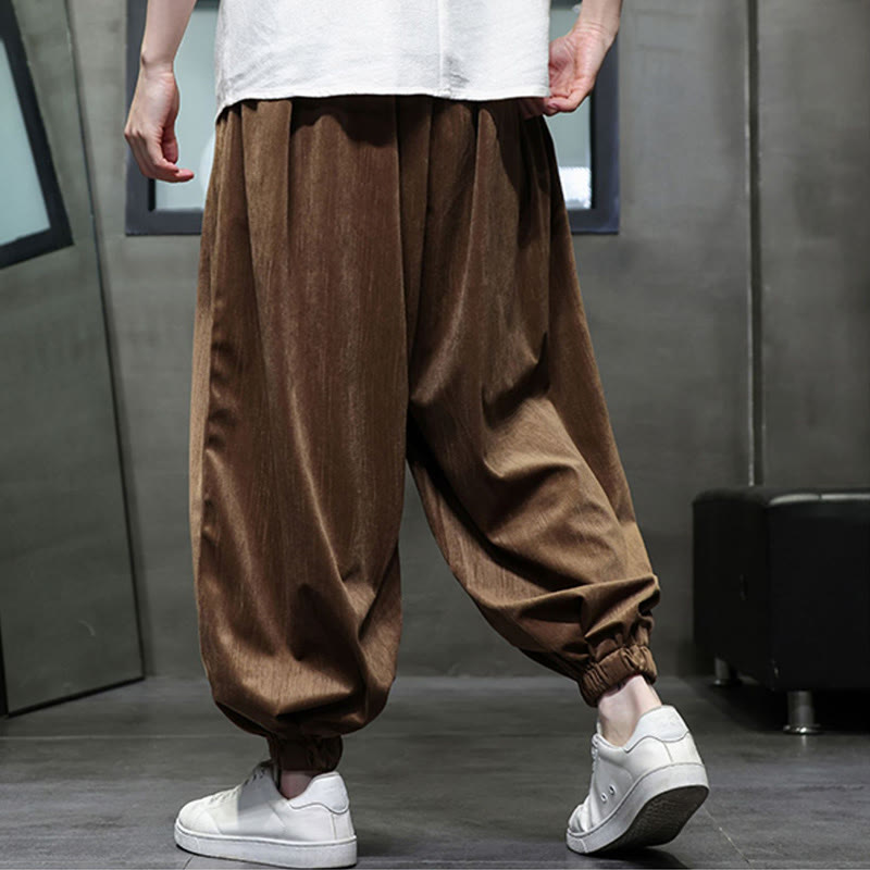 Casual Daily Pure Color Drawstring Design Men's Harem Pants With Pockets - Image 17