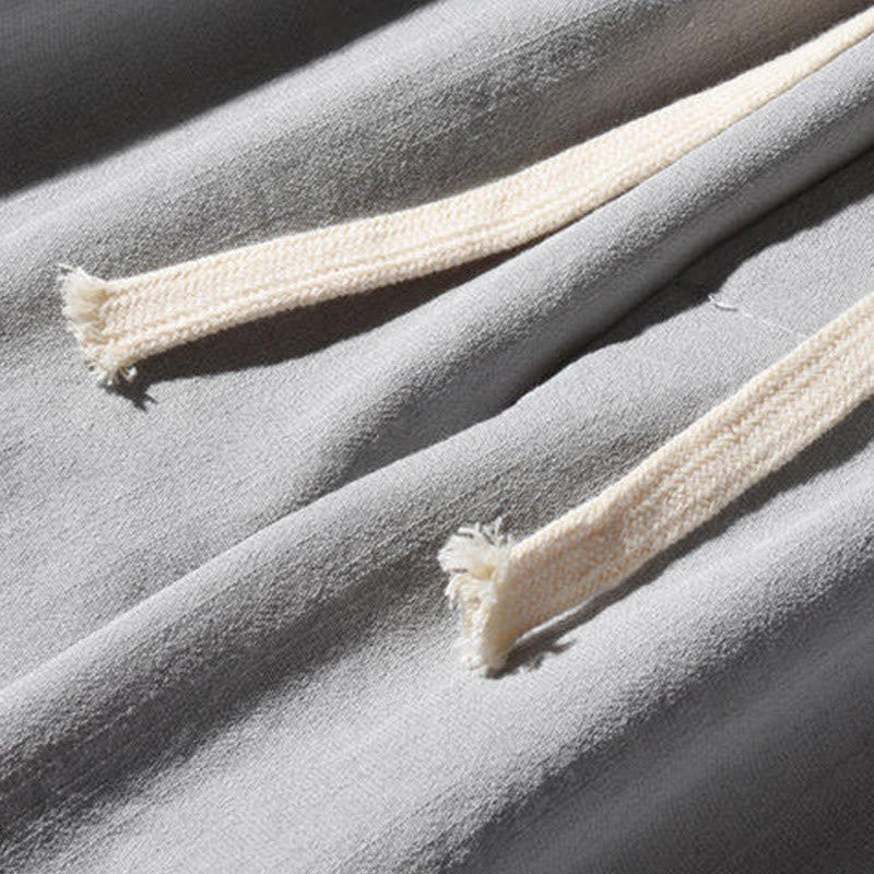 Casual Patchwork Crane Pattern Frog-Button Design Men's Wide Leg Pants With Pockets - Image 25