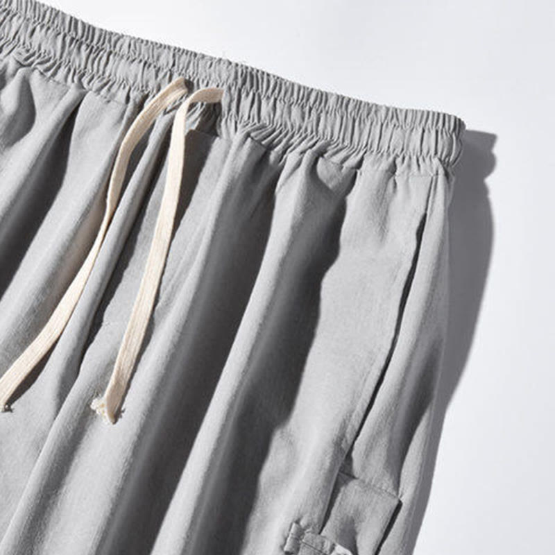 Casual Patchwork Crane Pattern Frog-Button Design Men's Wide Leg Pants With Pockets - Image 23