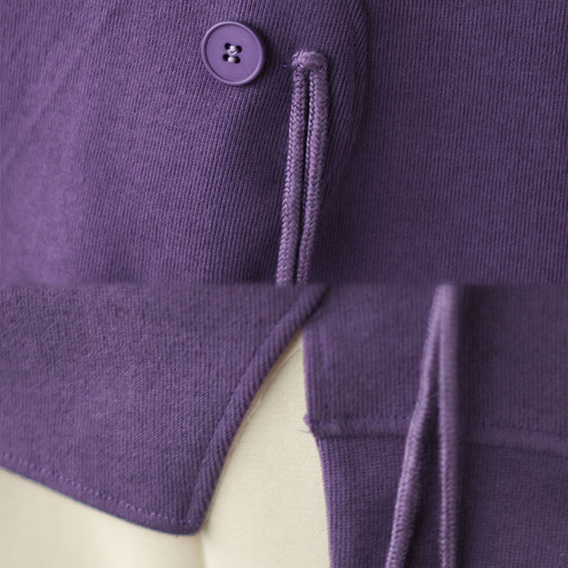 Fall Plain Button Crew Neck Cotton Pullover Women's Sweatshirt - Image 18