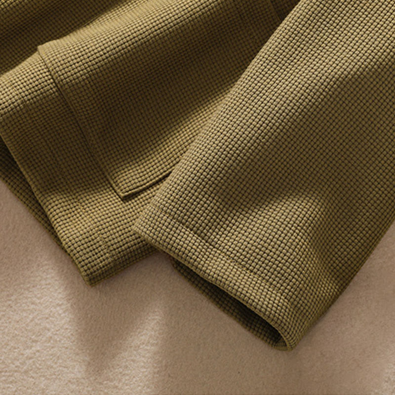 Plain Lapel Women's Cotton Jacket With Pockets - Image 8