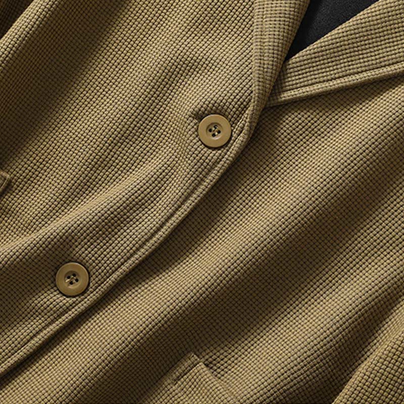 Plain Lapel Women's Cotton Jacket With Pockets - Image 5