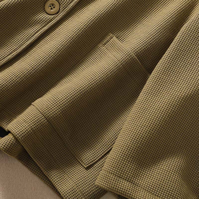 Plain Lapel Women's Cotton Jacket With Pockets - Image 6