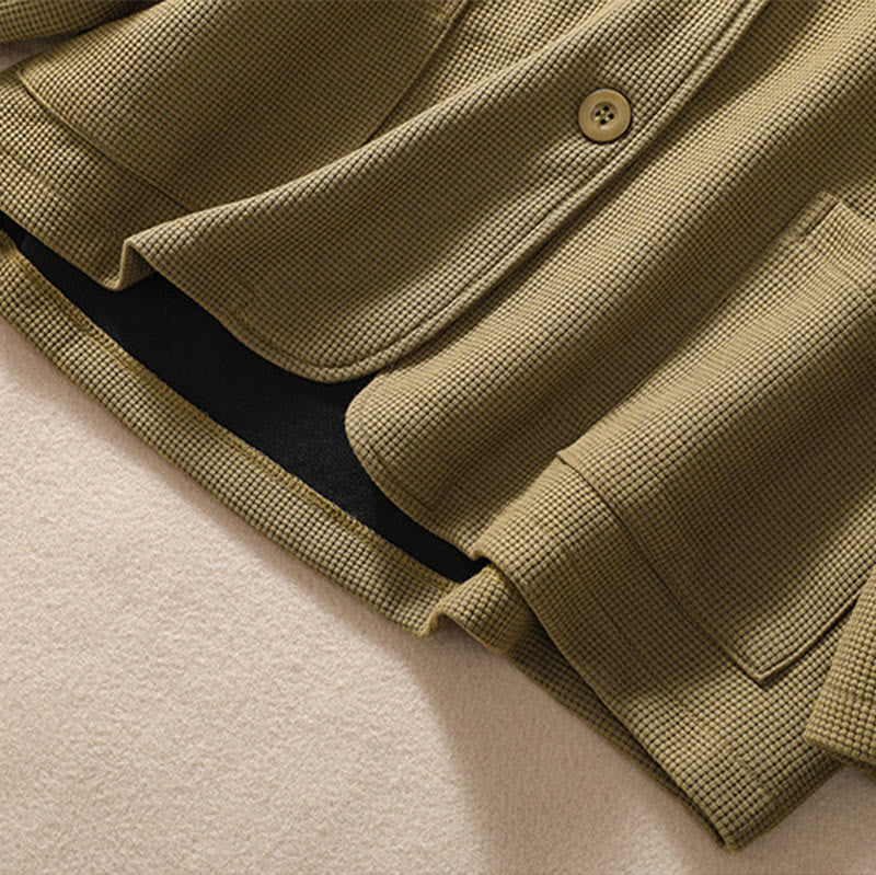 Plain Lapel Women's Cotton Jacket With Pockets - Image 9