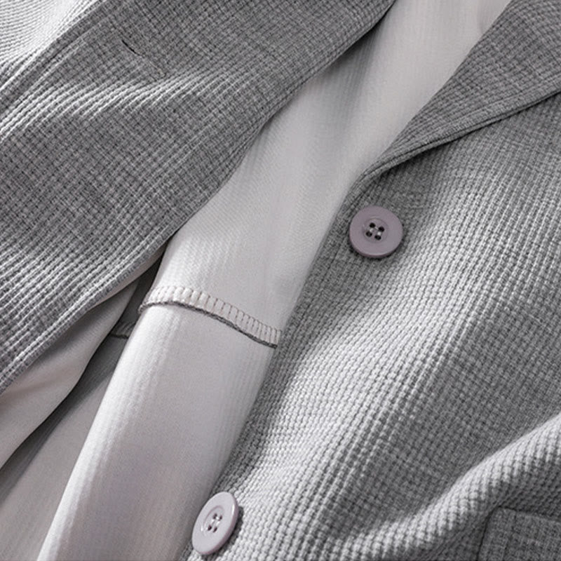 Plain Lapel Women's Cotton Jacket With Pockets - Image 14