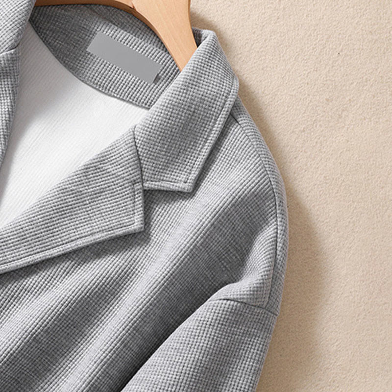 Plain Lapel Women's Cotton Jacket With Pockets - Image 16