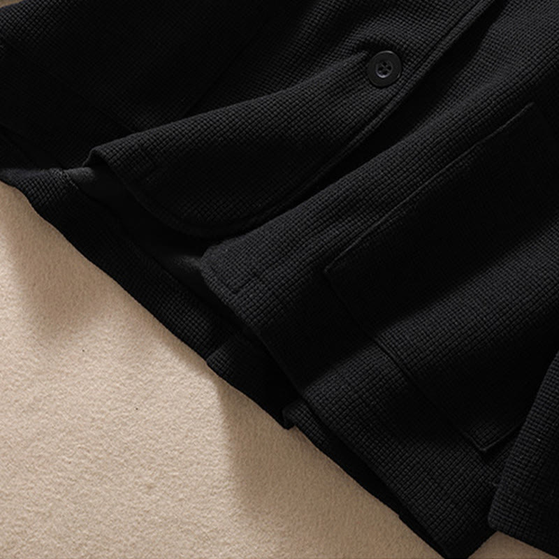 Plain Lapel Women's Cotton Jacket With Pockets - Image 29