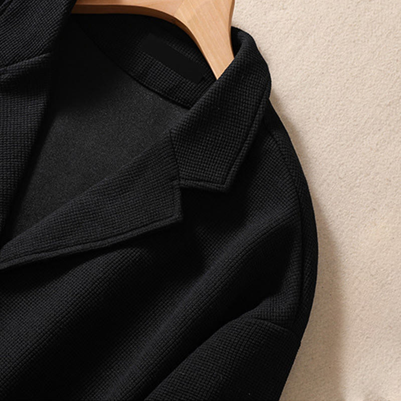 Plain Lapel Women's Cotton Jacket With Pockets - Image 24