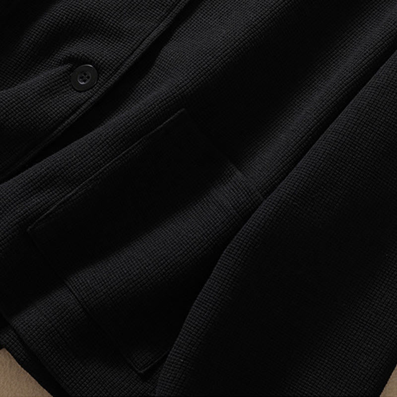 Plain Lapel Women's Cotton Jacket With Pockets - Image 28