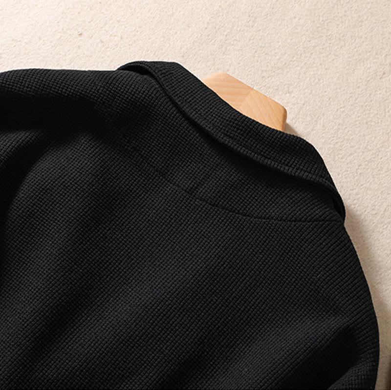 Plain Lapel Women's Cotton Jacket With Pockets - Image 26