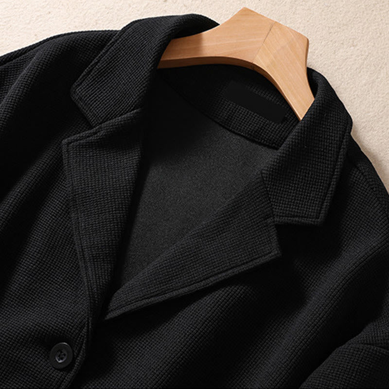 Plain Lapel Women's Cotton Jacket With Pockets - Image 25