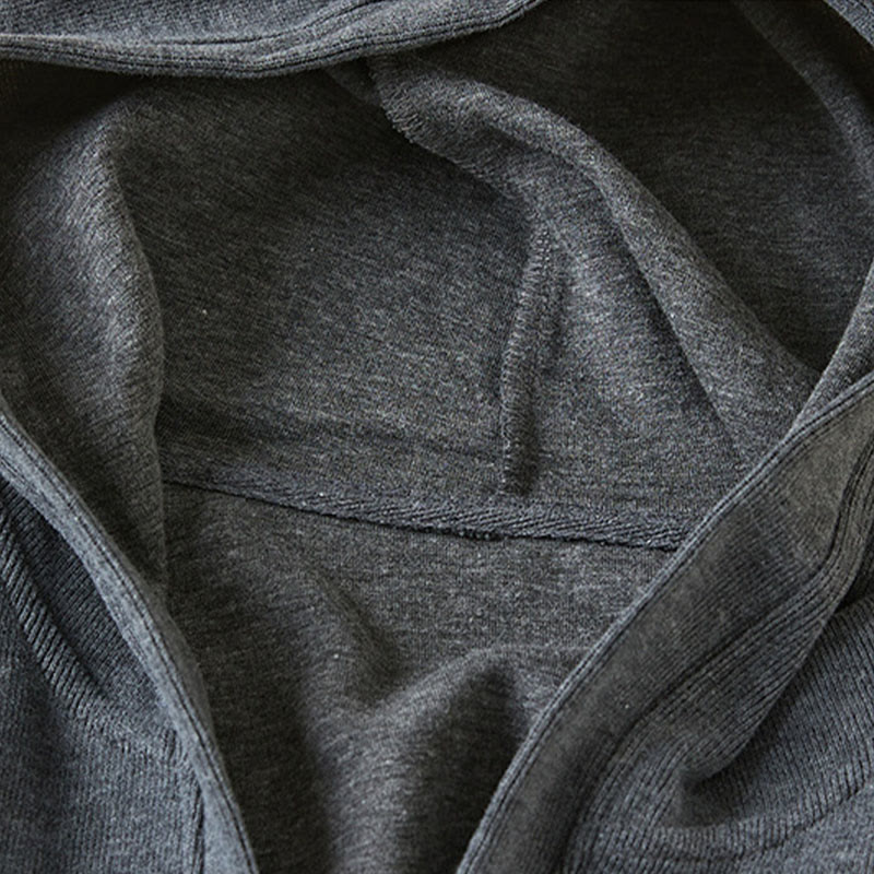 Plain Buttons Women's Cotton Hooded Jacket With Pockets - Image 3