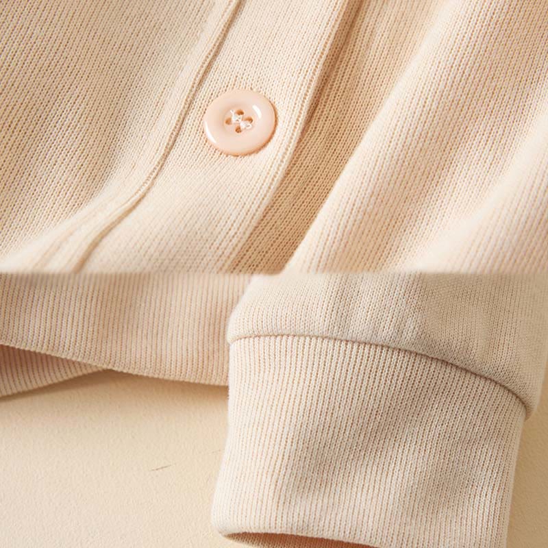 Plain Buttons Women's Cotton Hooded Jacket With Pockets - Image 10