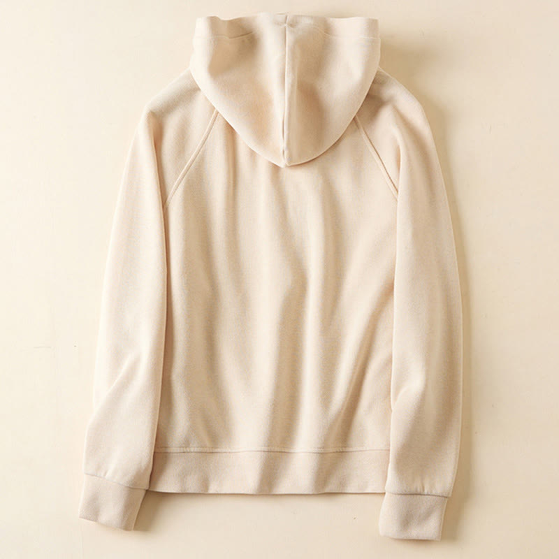 Plain Buttons Women's Cotton Hooded Jacket With Pockets - Image 9