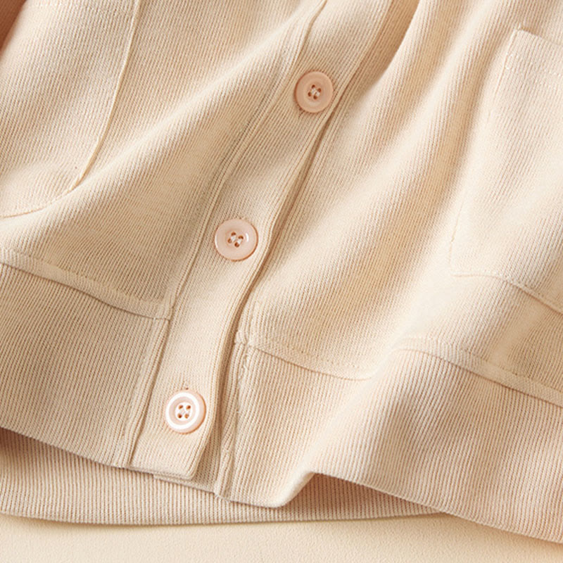 Plain Buttons Women's Cotton Hooded Jacket With Pockets - Image 15