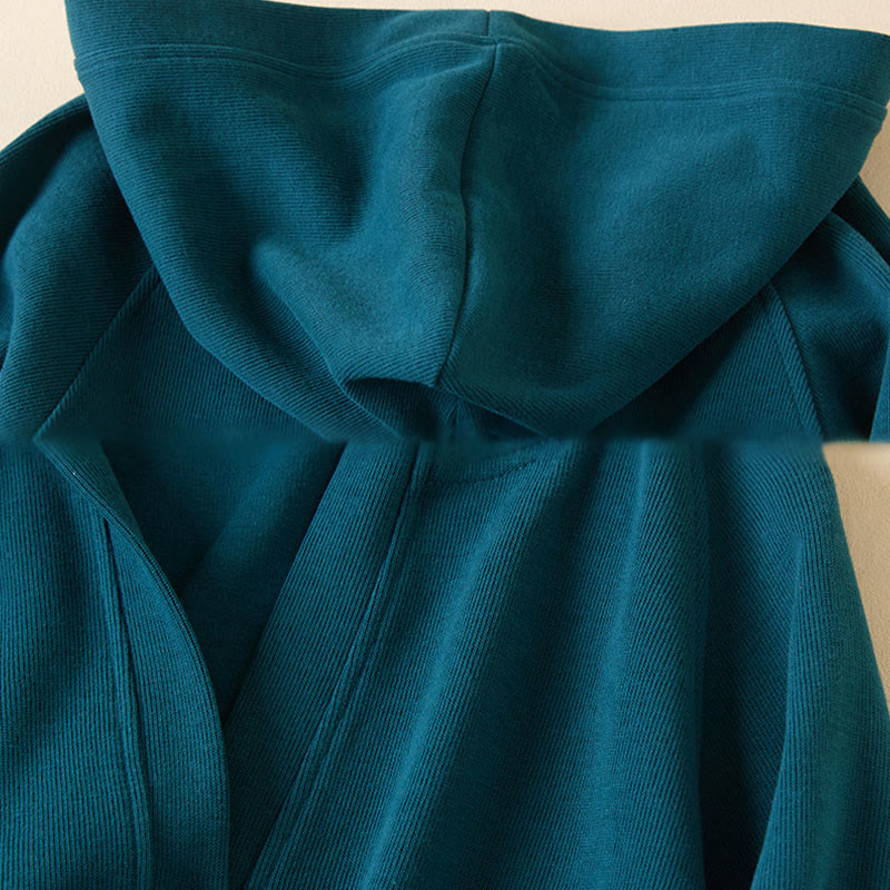 Plain Buttons Women's Cotton Hooded Jacket With Pockets - Image 24