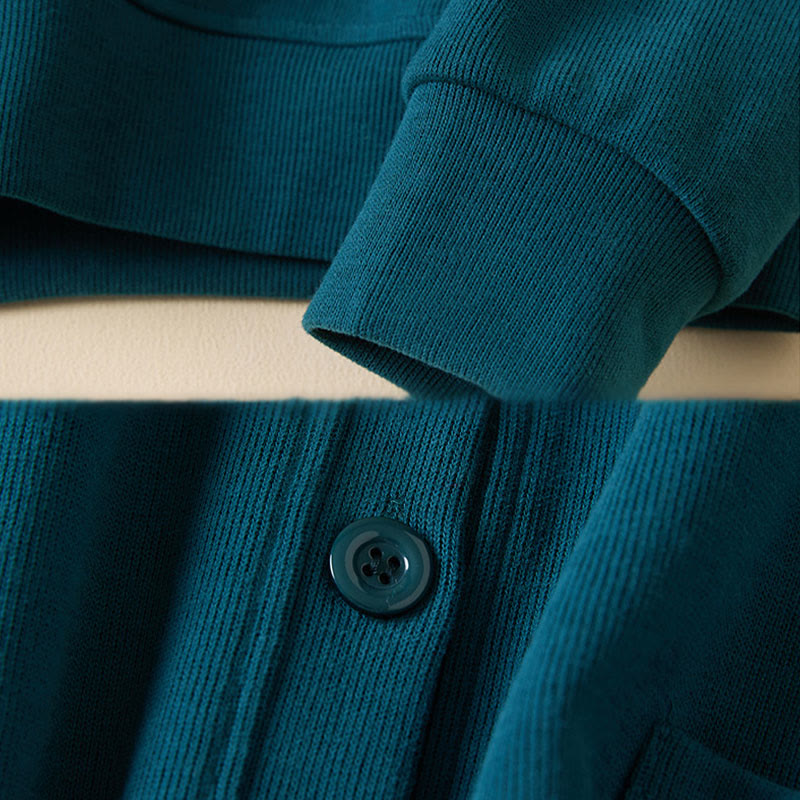 Plain Buttons Women's Cotton Hooded Jacket With Pockets - Image 23