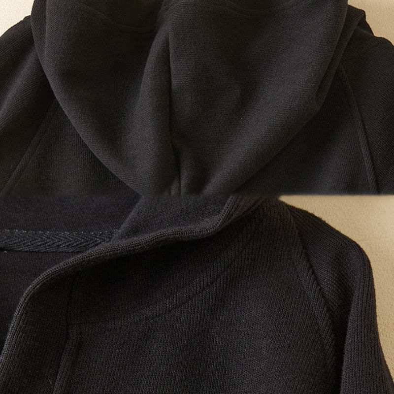 Plain Buttons Women's Cotton Hooded Jacket With Pockets - Image 31