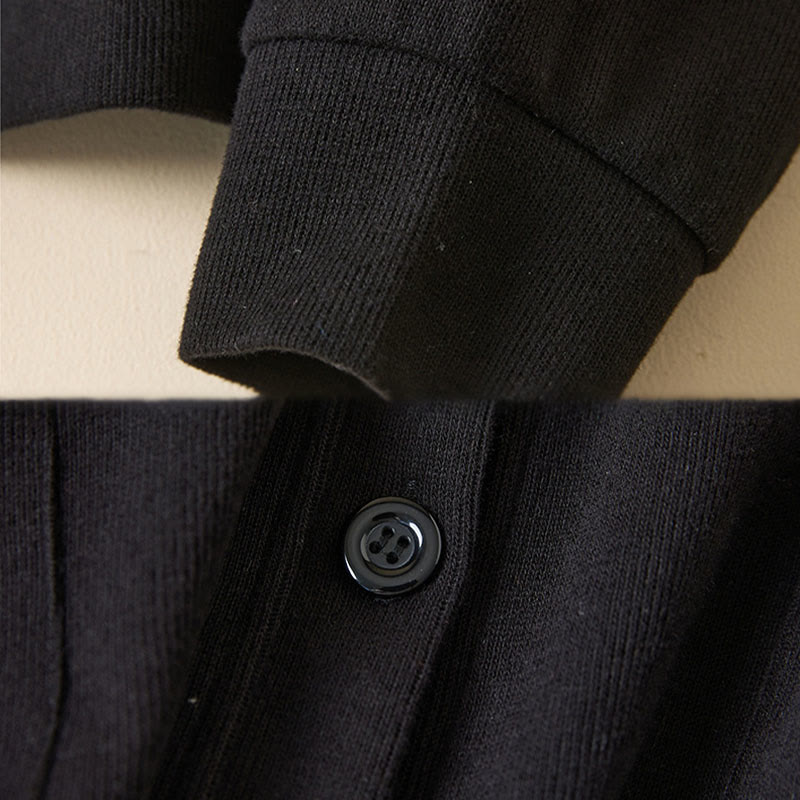 Plain Buttons Women's Cotton Hooded Jacket With Pockets - Image 32