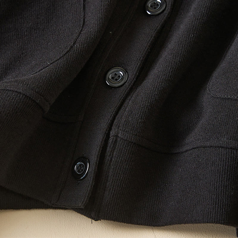 Plain Buttons Women's Cotton Hooded Jacket With Pockets - Image 30