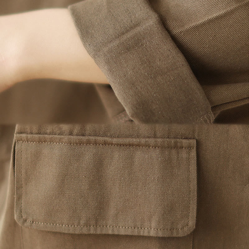 Plain Women's Cotton Suit Jacket With Pockets - Image 7