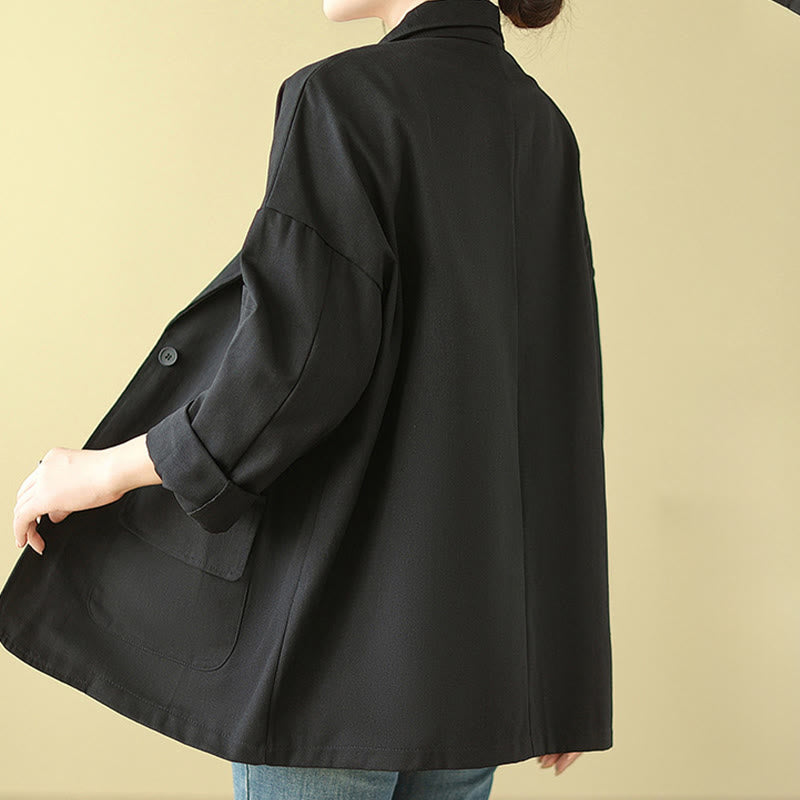 Plain Women's Cotton Suit Jacket With Pockets - Image 18