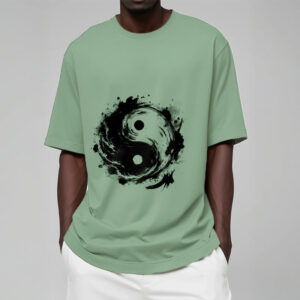 Ink Yin Yang Pattern Balance Design Tee T-shirt - Image 16