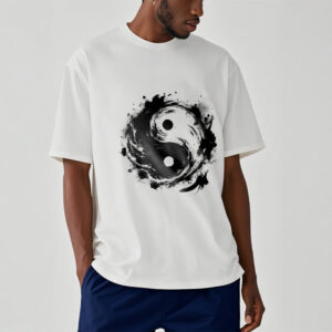 Ink Yin Yang Pattern Balance Design Tee T-shirt - Image 7