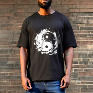 Ink Yin Yang Pattern Balance Design Tee T-shirt - Image 4