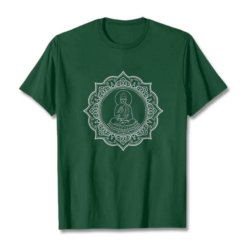 Buddha Meditating In Lotus Position Pattern Tee T-shirt
