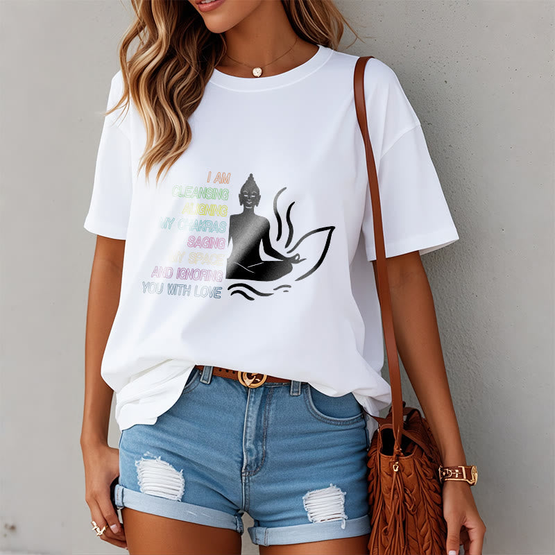 Buddha Lotus Flower Meditation Design Tee T-shirt - Image 3