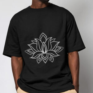 Lotus Flower Pattern Simple Design Cotton Tee T-Shirt - Image 5