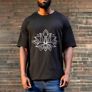 Lotus Flower Pattern Simple Design Cotton Tee T-Shirt - Image 6
