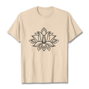 Lotus Flower Pattern Simple Design Cotton Tee T-Shirt - Image 11