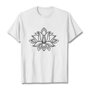 Lotus Flower Pattern Simple Design Cotton Tee T-Shirt - Image 8